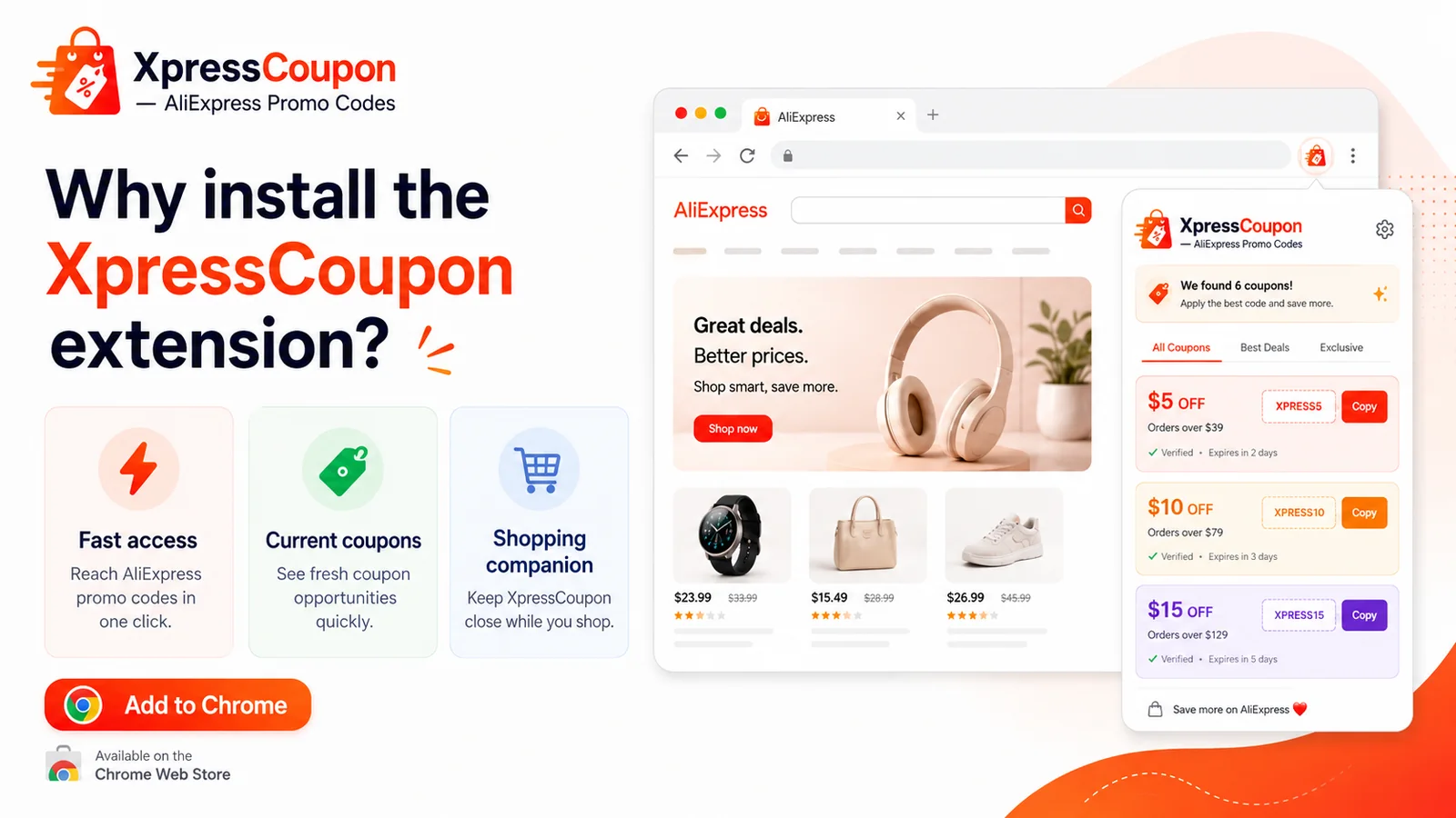 XpressCoupon Chrome Extension promotional preview